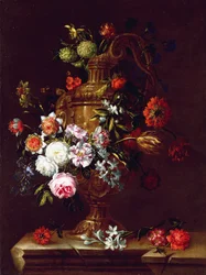 Stillleben mit Blumen in einer Urne, 17. Jahrhundert